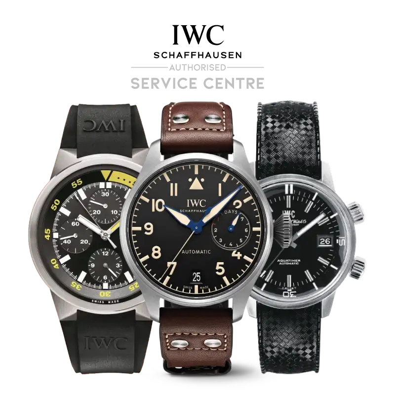 Centre de service agréé IWC présentant des montres IWC emblématiques