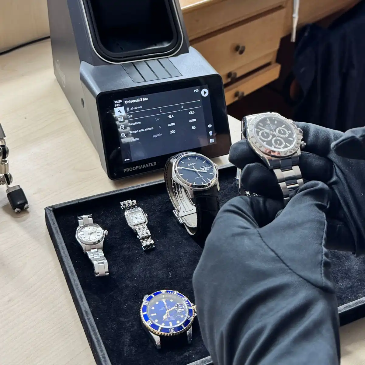 Contrôle étanchéité montre – Préparation multi-marques Montres Rolex, Longines et autres prêtes pour test d’étanchéité